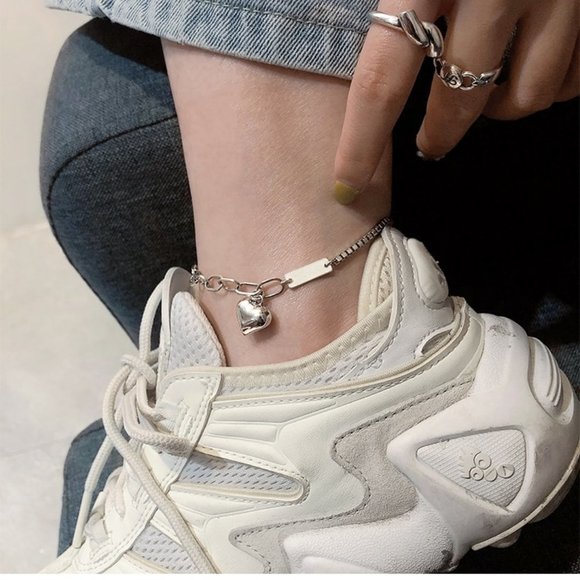 *NEW 925 Sterling Silver Heart Link Chain Anklet - Picture 11 of 13